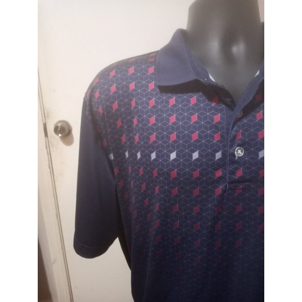 Callaway Polo Shirt Men Large L Blue Opti Dri Short Sleeve Golf AOP Diamond - Picture 3 of 10